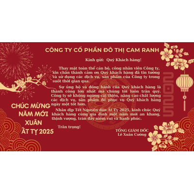 Thư Cảm Ơn Và Chúc Tết Quý Khách Hàng Xuân Ất Tỵ 2025