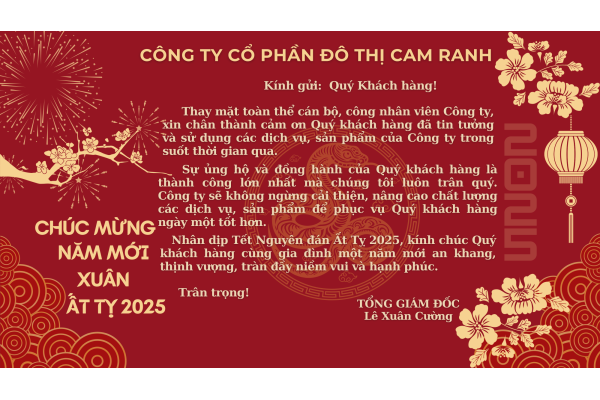 Thư Cảm Ơn Và Chúc Tết Quý Khách Hàng Xuân Ất Tỵ 2025