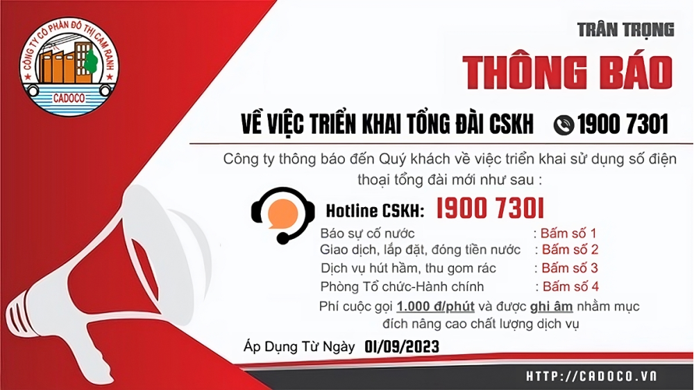 Thông báo số Hotline Chăm sóc khách hàng