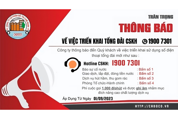 Thông báo số Hotline Chăm sóc khách hàng